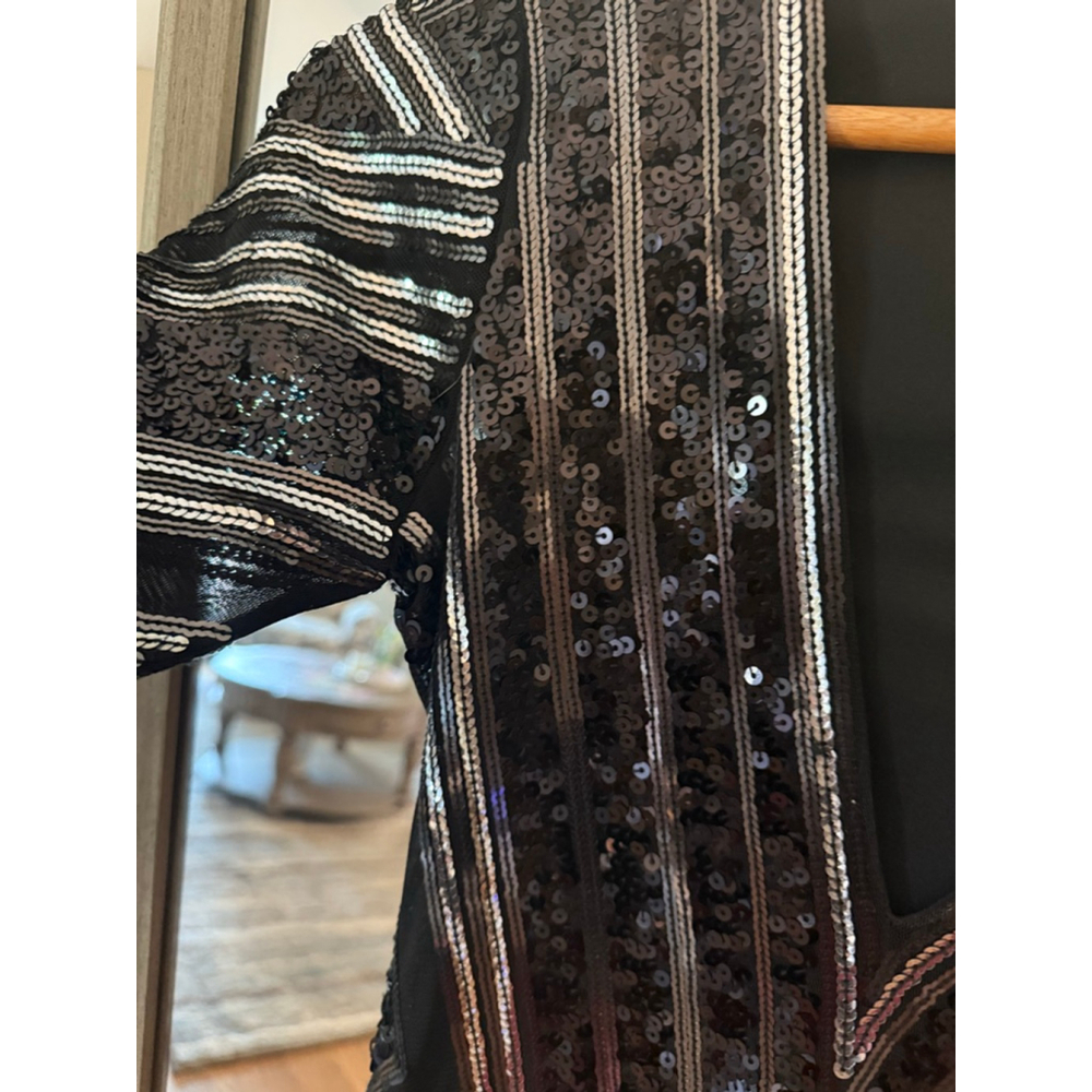 EXPRESS Black Silver Sequin Mini Dress XSP - Picture 4 of 7